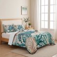 thumbnail image 5 of King Quilt Set 96''x106'', Teal Coastal Turtle Lightweight Bedspread Coverlet Set with 2 Pillow Shams, Vintage Summer Beach Nautical Coral Breathable All Season Quilt Bedding for Bedroom/Guest Room, 5 of 9