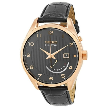 Mens Kinetic Black Dial - Mens Kinetic Analog Stainless Watch - Black Leather Strap - Black Dial - SRN054