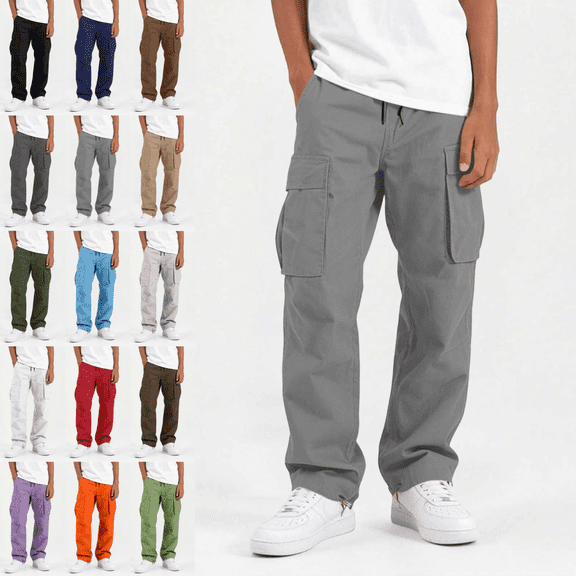 Mifsaly Boys Cargo Pants Wide Leg Drawstring Waist Jogger Pant with Multi Pockets Fall Street Style Outdoor Casual Sweatpants