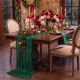 thumbnail image 2 of Sm:)e Boho Emerald Green Gauze Cheesecloth Table Runner 35x120 Inch, Multi-Purpose Decor for Kitchen Dining Wedding Holiday Party, 2 of 5