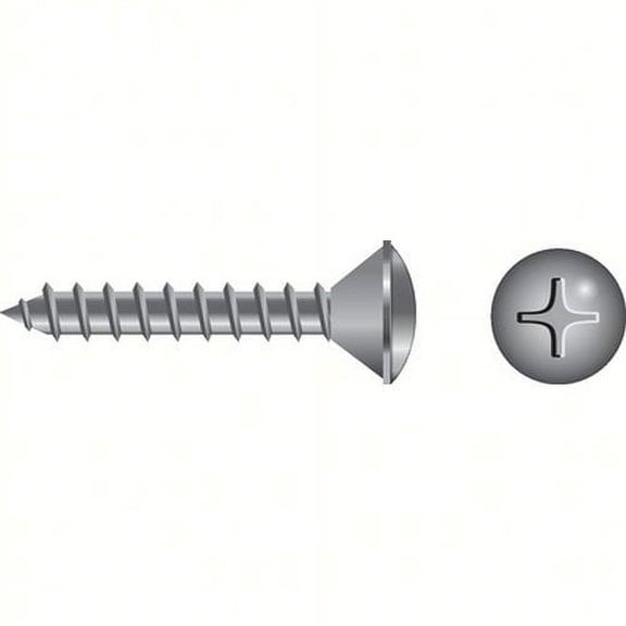 SeaChoice 00807; #10X1 Phillips Head Oval Sheet Metal Screw Stainless Steel 100/ Bag