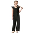 thumbnail image 1 of Diufon Combinaison Fille Manches à Volants Smockée Col Rond Pantalon Été Mignon avec Poches, 1 of 8