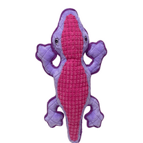 Vibrant Life 4-Piece Squeaky & Plush Tough Buddy Lizard Dog Toy, Chew Level 4，Purple