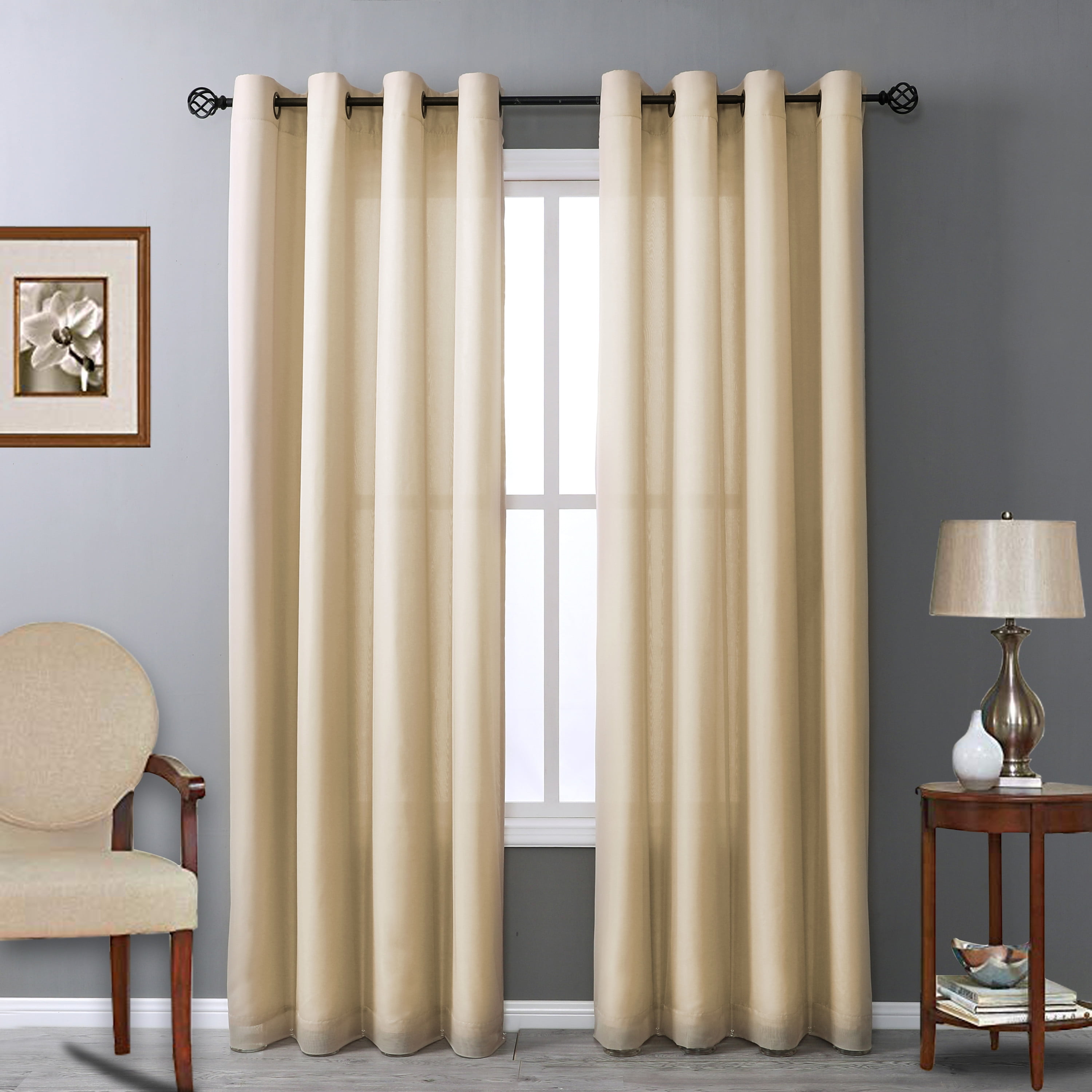 Rhythm Lined Grommet Curtain Panel 54" x 84" in Ivory