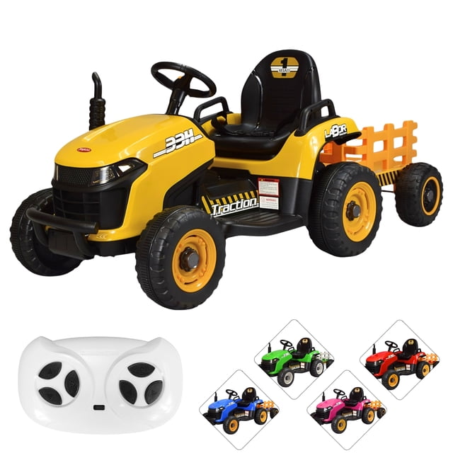 Tractor Montable Electrico para Niños Control Remoto Luz Led 12v - Amarillo