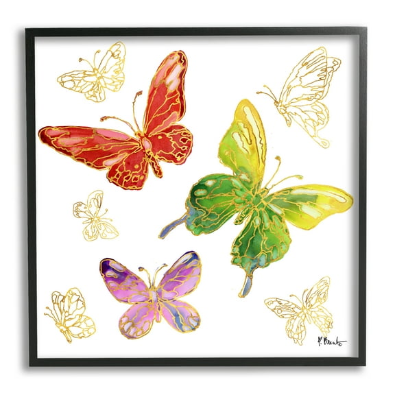Stupell Industries Butterflies Glam Detail Animals & Insects Painting Black Framed Art Print Wall Art, 12 x 12