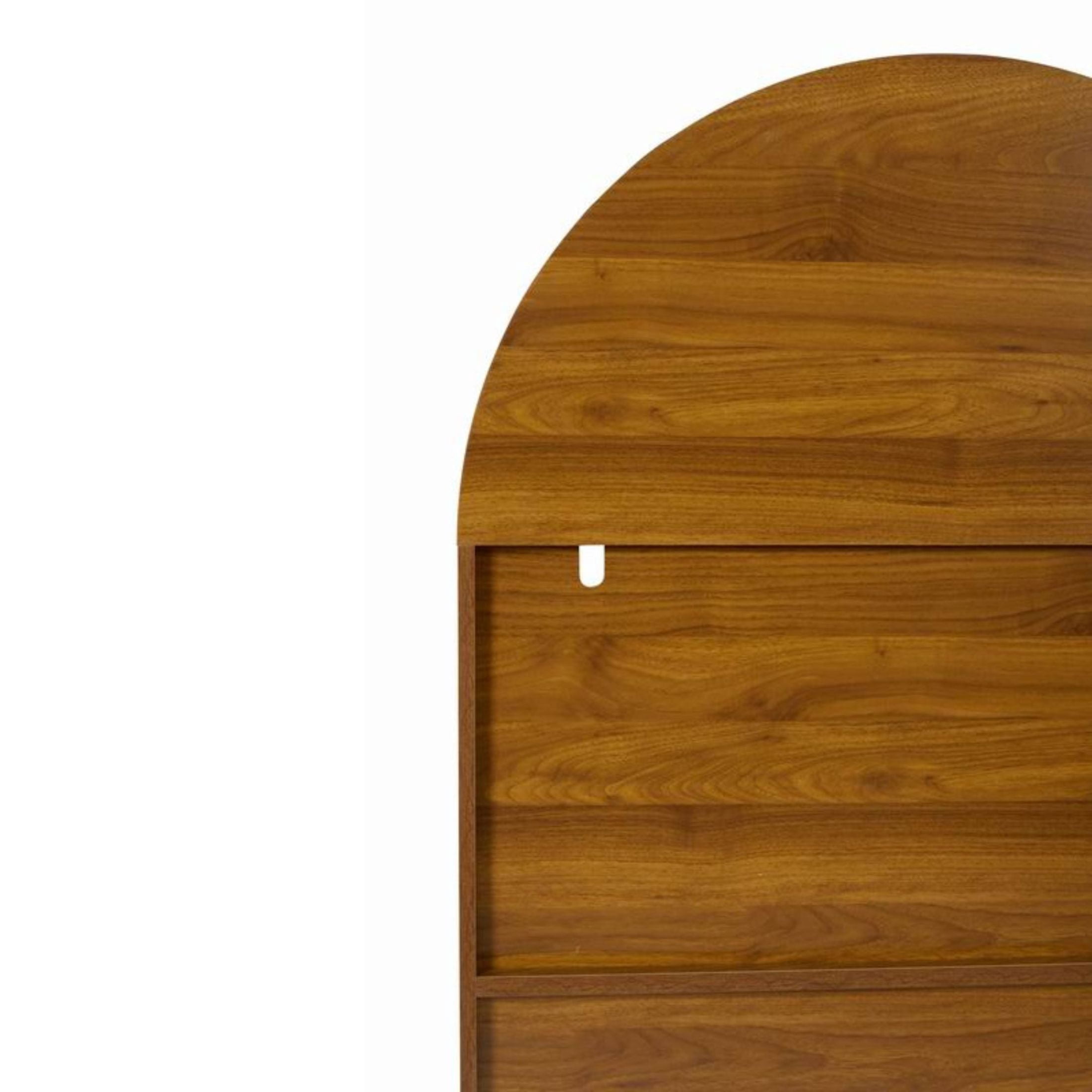 Noble House 44" Hand-Carved Arched Storage Cabinet with 2 Doors and Open Shelf, Walnut