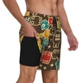 thumbnail image 2 of Kdxio Robot And Monsters Print Men'S Swim Trunks With Compression Liner 7 Inch Inseam Quick Dry Swim Shorts, 2 of 7