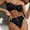 Black, variant on Womens Strapless Swimsuits, Strapless Bandeau Non Straps High Waist Hollow Cutout Metal Shell Decor Two Piece Beach Bikini Sets, C S
