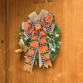thumbnail image 5 of 2Pcs Fall Thanksgiving Halloween Wreath Bow, Large Pre-Tied Checkered Ribbon Swag Bow for Front Door, Indoor Living Room, Outdoor Courtyard Decoration, Autumn Holiday Ornament for Home, Porch, Mantel, 5 of 7