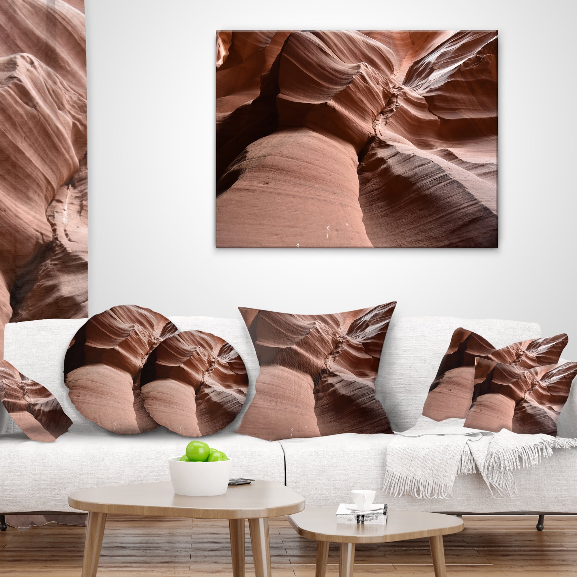 Designart Dark Upper Antelope Canyon - Landscape Photography Throw Pillow - 12x20