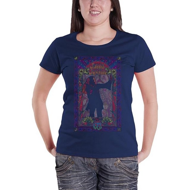 Janis Joplin - Camiseta Cachemira de Algodón para Mujer (Azul Marino)