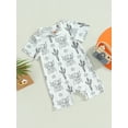 thumbnail image 3 of Genuiskids Baby Boy Girl Western Clothes Cow Print Short Sleeve Romper Jumpsuit Ribbed Bodysuit One Piece Country Outfit 0-18M, 3 of 7