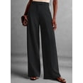 thumbnail image 3 of Katigan Women Wide Leg Pants High Waisted Business Casual Work Trousers Dressy Pants with Pockets Black XL, 3 of 8