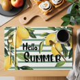 thumbnail image 2 of Hello Summer Placemats Set of 8 Lemon Green Botanical Watercolor Striped Place Mats Indoor Wipeable Table Mats Washable Cloth Dining Table Placemats for Kitchen Holiday Party Home Decor 13x19 Inch, 2 of 9