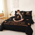 thumbnail image 3 of Erosebridal Kawaii Animal Capybara Bedding Comforter Set 7 Pieces For Boys Girls,Kids Fruit Orange Full Bedding Set,Black Brown,Black Reversible, 3 of 6