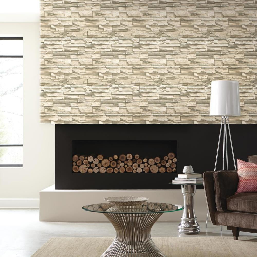 Stacked Stone Peel and Stick Wallpaper
