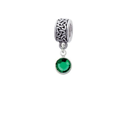 Crystal Green Channel Drop - Celtic Knot Charm Bead