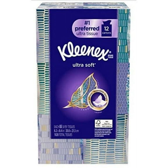 kleenex ultra 85 count facial tissue, 12 pack