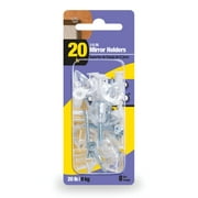 OOK Rounded Mirror Holder Clips, 1/4" Wide, Plastic, Holds up to 20 lbs, 8 Sets