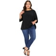 thumbnail image 3 of DARING DIVA Women's Plus Petal Sleeve Swiss Dots Blouse T-Shirt Tops 1X Black, 3 of 6