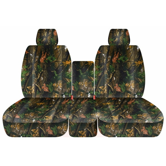 Fits 2002-2005 Dodge Ram Camo Seat Covers 40/20/40 Bench w Console,2 Headrests:Real Tree