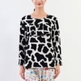 thumbnail image 2 of SWSMCLT Women's Cotton Pajama Tops Cute Lounging Ruffle Sleepwear Pajamas Soft Long Sleeve Comfy Spandex Sleeping Black White XX-Large, 2 of 5