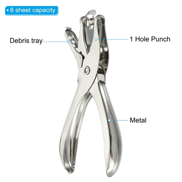 Uxcell 1/4 inch Single Hole Punch Handheld Hole Puncher Metal Paper Puncher, Silver 2 Pack