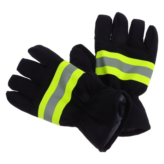 Tineasur 1Pair Firefighter Gloves Heat Resistant Cotton Blend Flame Resistant Work Gloves for Emergency Rescue