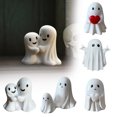 thumbnail image 3 of Halloween Decor Ghost Resin Figurine – Multi Expression Ghost Couple Statue – Mini Tabletop Ornament for Mantel Indoor Halloween Home Decor, 3 of 3