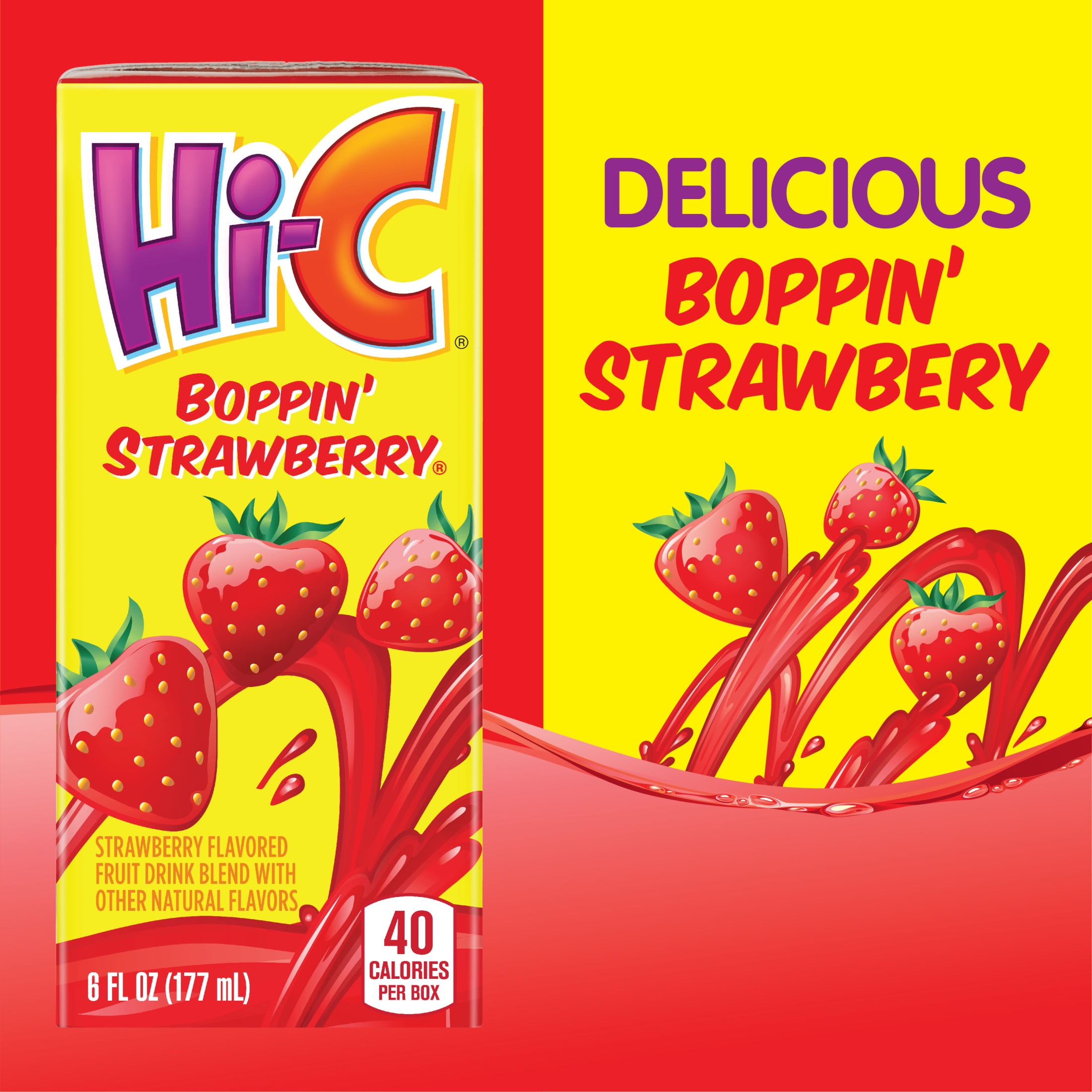 Hi-C Healthy Drink, 100% Vitamin C, Boppin Strawberry Fruit Juice