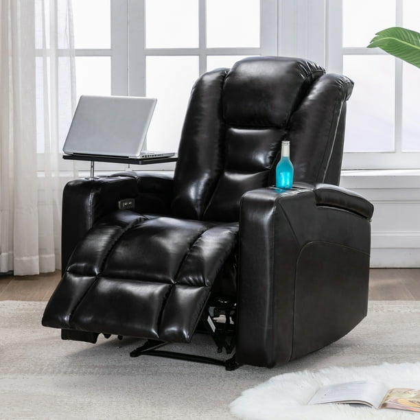 Power Motion Recliner with USB Charging Port and 360° Swivel Tray Table