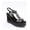 Microfiber Black, variant on Women's Rhinestone Ankle Strap Boho Espadrille Wedge Sandals