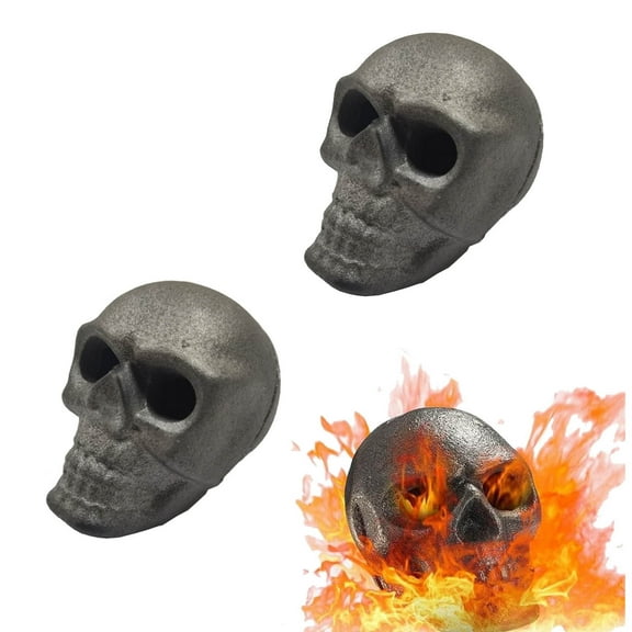 Summercome Halloween Fire Pits Skulls, 2 Pcs Reusable Skeleton Flame Fireproof Ceramic, Suitable for Bonfire Campfire Fireplace, Barbecue Simulation Skull Props, Skeleton Head Home Decor