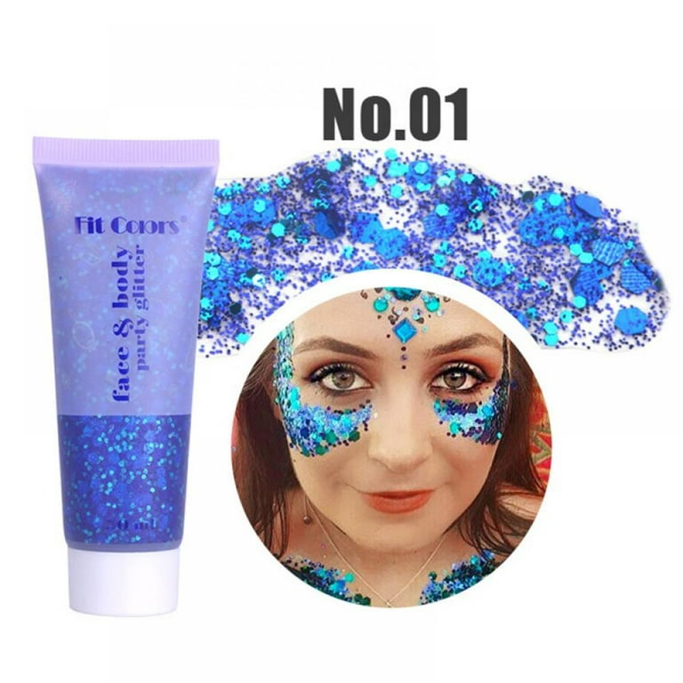 fitup:9761 50ml Body Glitter Gel for Body Face Hair Easy to Apply Body Shimmer Non-Toxic Body Makeup, Size: 50 ml