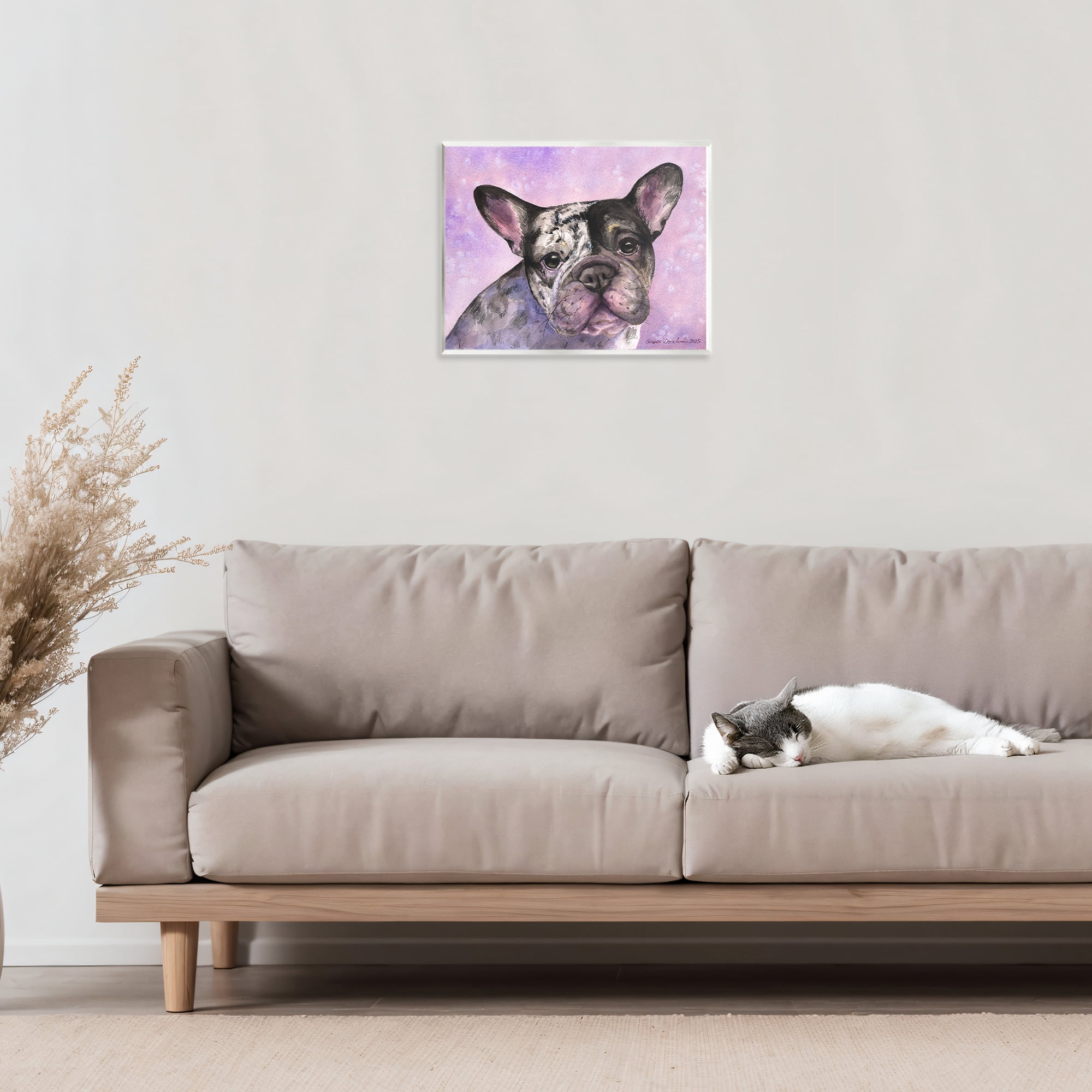 Stupell Industries Harlequin French Bulldog Wall Plaque Art, design by George Dyachenko