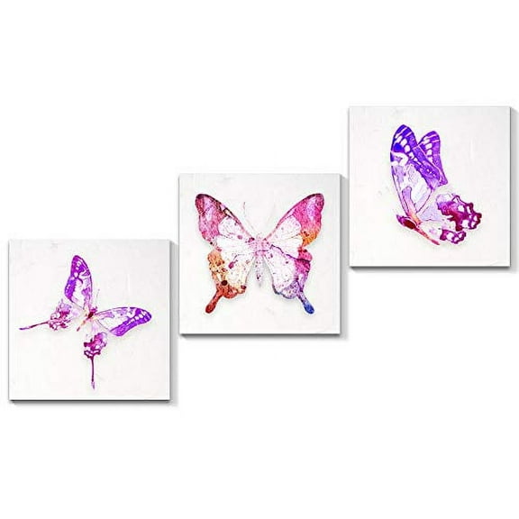 wall26 3 Panel Canvas Wall Art Beautiful Butterfly Pictures Home Wall Decorations for Bedroom Living Room Paintings Canvas Prints Framed - 16"x16"x3 Panels