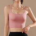 thumbnail image 2 of Gunia Built In Bra Women Tank Tops Shockproof Running Sports Bra With Padded Inserts Back Yoga For Training Workout Vest Cami Tops For Women Light Pink, 2 of 4
