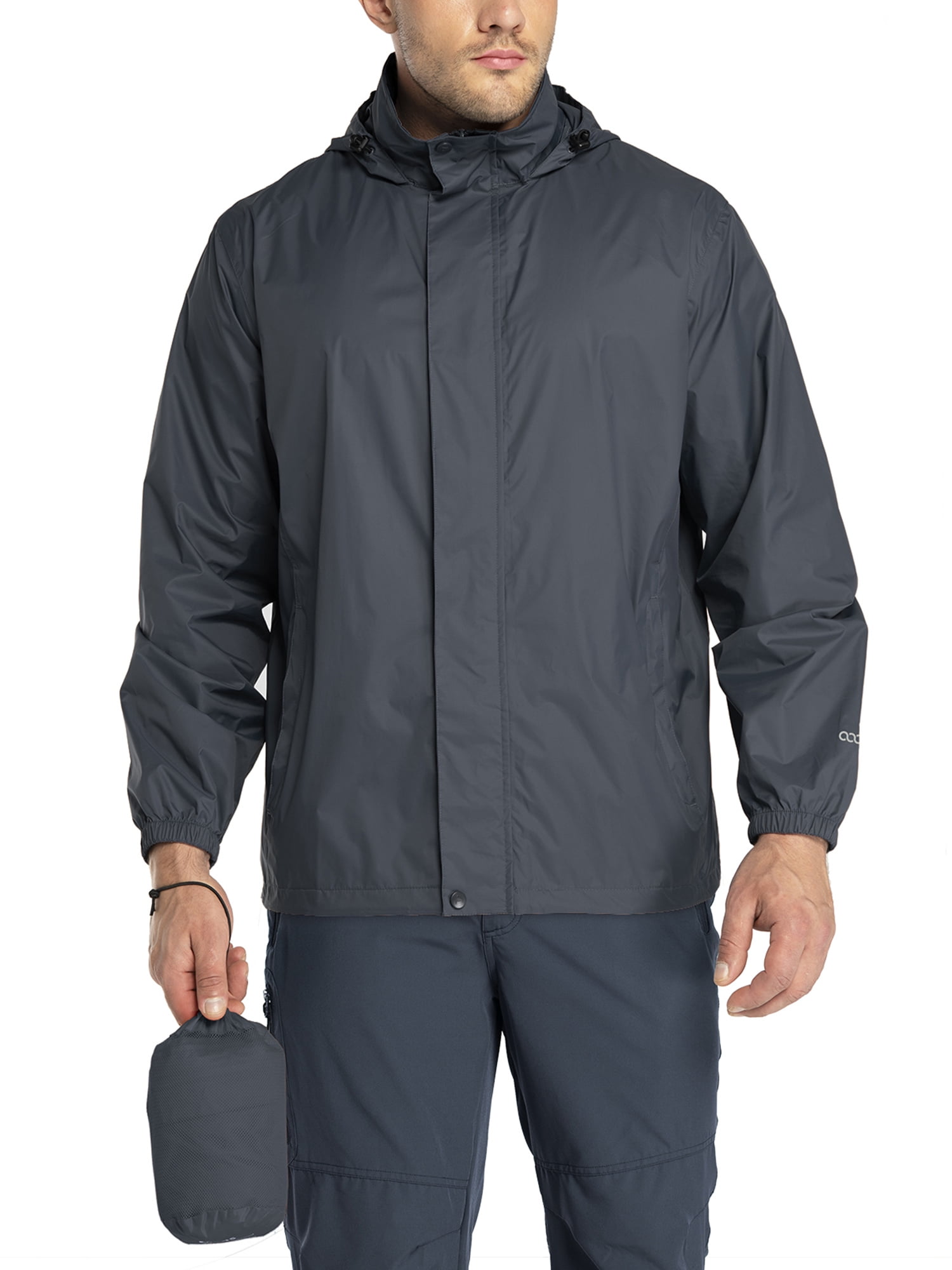 33,000ft Men's Packable Rain Jacket Hooded Lightweight Waterproof