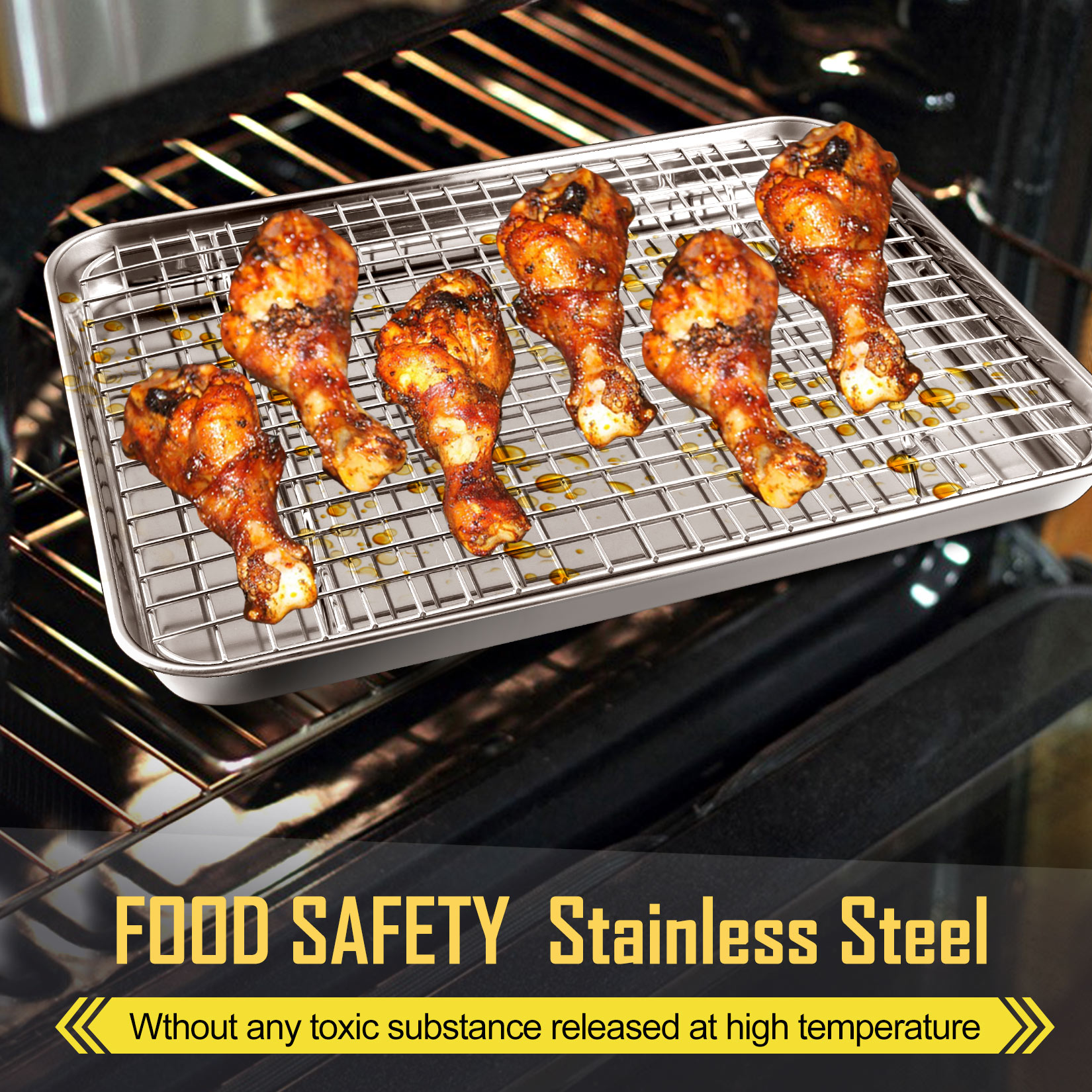 Vesteel Stainless Steel Baking Pan & Rack Set, 2-Piece photo 3