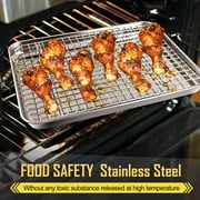 Vesteel 12.5 inch Baking Pan with Rack Set (2 Pans & 2 Racks), Stainless Steel Quarter Size Toaster Oven Tray with Cooling Rack, Heavy Gauge & Dishwasher Safe