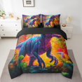 thumbnail image 2 of Dinosaur Queen Bedding Sets Watercolor Dino Comforter Set , Tyrannosaurus Rex Bedding Comforter Sets 7 Pieces Rainbow Jungle Bed in a Bag, Wild Animal Bedding Sets & Collections, 2 of 4