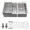 thumbnail image 2 of Kichae 33 Kitchen Sink Drop In - 33 Inch Double Bowl Kitchen Sink 60/40 Stainless Steel Drop In Top Mount Overmount Kitchen Sink Handmade Basin, 2 of 4