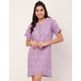 thumbnail image 2 of Moomaya Sleepwear, Printed Cotton Night Dress For Women, Short Sleeve Lounge Shirt, 2 of 9
