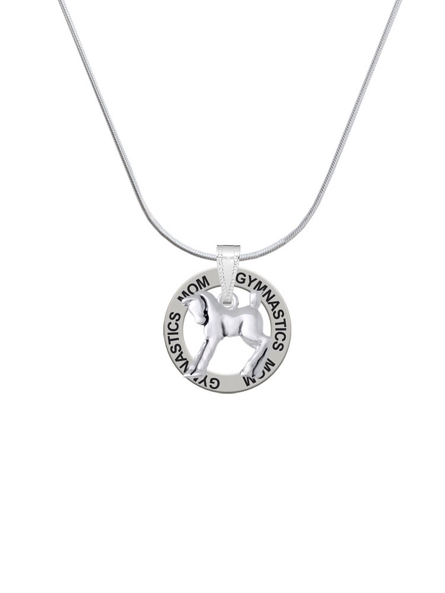 Delight Jewelry Silvertone Equestrian Horse Gymnastics Mom Ring Charm Necklace, 18"