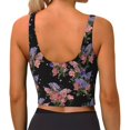 thumbnail image 3 of Haiem Bouquet Pattern Womens Sports Bra - U Neck Padded Low Impact Yoga Bra Workout Crop Top Gym Moisture-Wicking Workout Vest -Large, 3 of 9