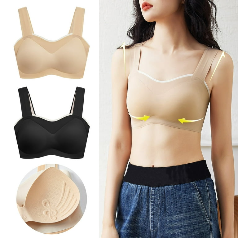 Women Sexy Brasiere Young 2PCS Rimless Tank Removable Pad Daily Sport  Underwear Ultra-Thin Breathable Basic Bralette Seamless Comfy Bras Soft  Full