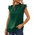 thumbnail image 2 of Blusa de verano elegante con ribete de volantes y manga casquillo con volantes para mujer Verde S, 2 of 6