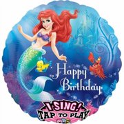28" Packaged Litte Mermaid Happy Birthday Singing Balloon