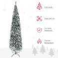 thumbnail image 3 of 9ft Flocked Green Pencil Christmas Tree with Realistic Tips | Slim Holiday Decor for Living Room & Entryway | Steel Stand Included, 3 of 7
